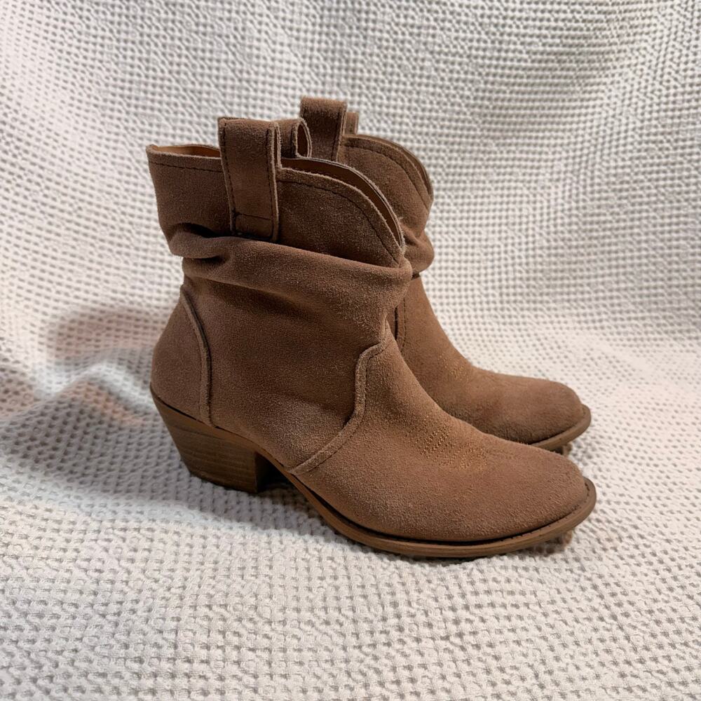 Dingo Jackpot Western Cowboy Slouchy Camel Brown Leather Blogger Bootie Size 8